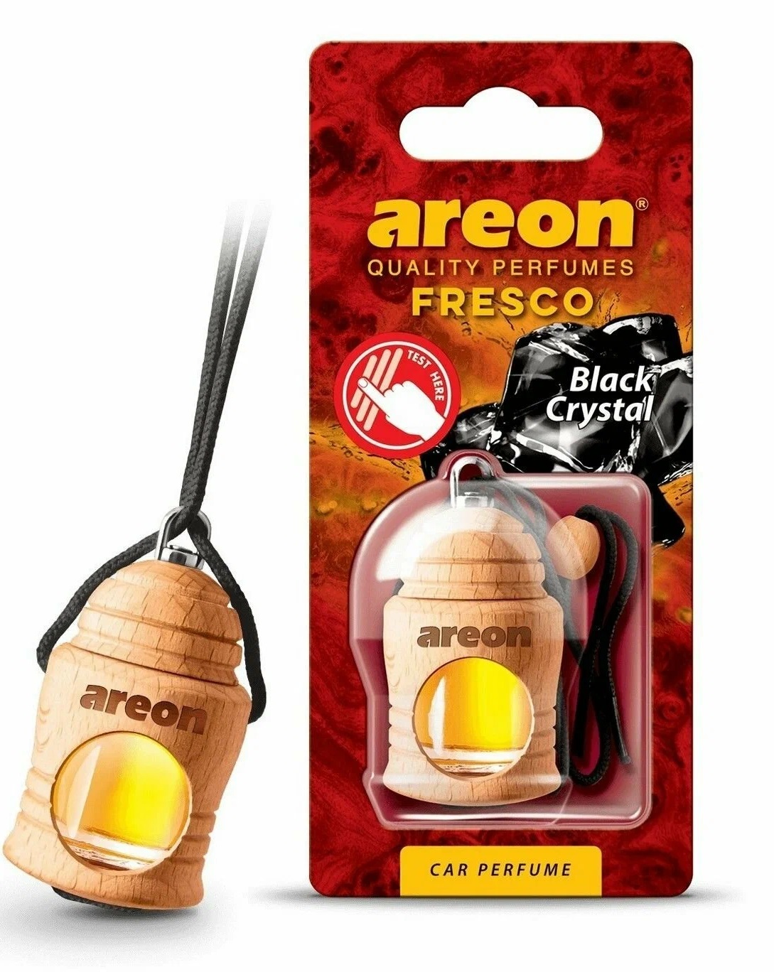 Ароматизатор подвесной бутылочка в дереве AREON FRESCO Black Crystal