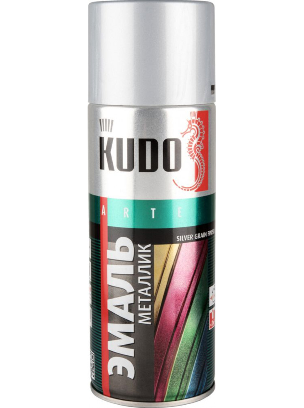 Краска Серебрянная KUDO металлик 520мл аэрозоль